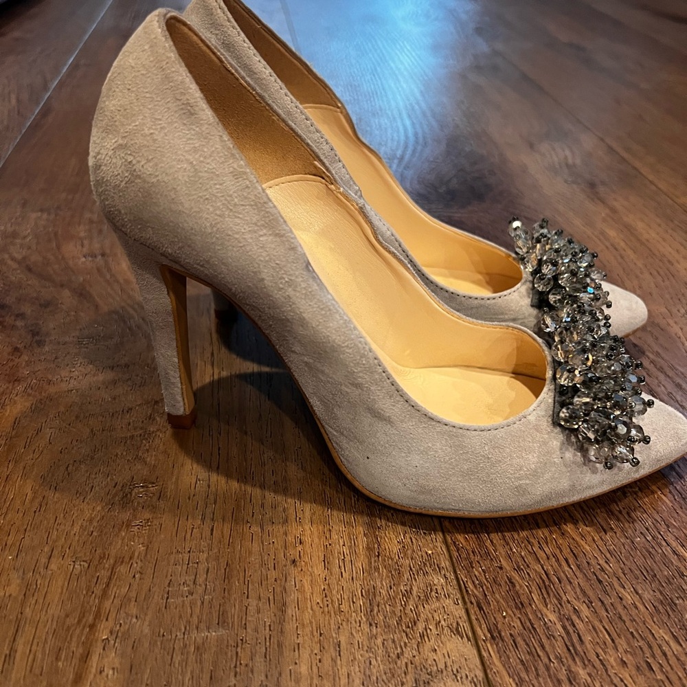 Italian Gray Heels with Embellishments